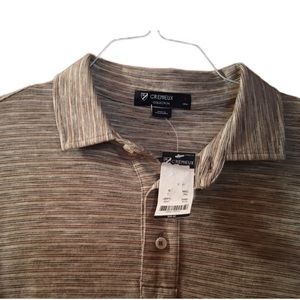 NWT Cremieux brown and beige striped polo